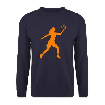 Basketball Player Symbol Basketball Player Woman - Unisex Sweatshirt - navy - Front - Alina (178cm) & Michal (187cm)