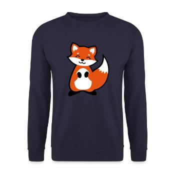 Niedlicher Fuchs Tierkind / Cute fox animal child - Unisex Pullover - Navy - Vorne - Alina (178cm) & Michal (187cm)