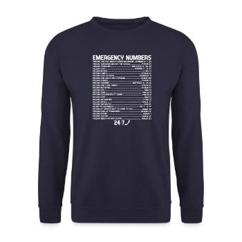 Bible Emergency Emergency Numbers Faith - Unisex Sweatshirt - navy - Front - Alina (178cm) & Michal (187cm)