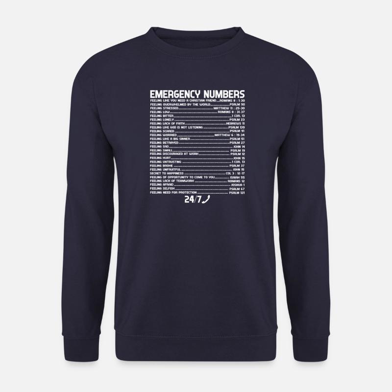 Bible Emergency Emergency Numbers Faith - Unisex Sweatshirt - navy