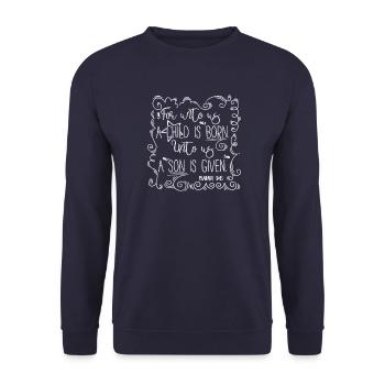 WEIHNACHTEN Bibel Christen - Unisex Pullover - Navy - Vorne - Alina (178cm) & Michal (187cm)