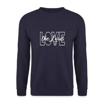 Christliche Klamotten & Love The Lord - Unisex Pullover - Navy - Vorne - Alina (178cm) & Michal (187cm)