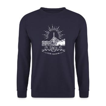 Säntis Berg Alpen & Wander Bekleidung - Unisex Pullover - Navy - Vorne - Alina (178cm) & Michal (187cm)