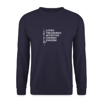 Chosen & La Foi Chrétienne - Sweat-shirt Unisexe - marine - Devant - Alina (178cm) & Michal (187cm)