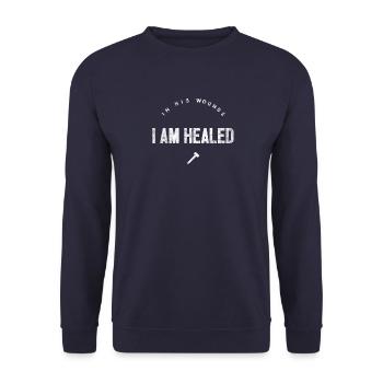 Healing I am Healed Christian Faith - Unisex Sweatshirt - navy - Front - Alina (178cm) & Michal (187cm)