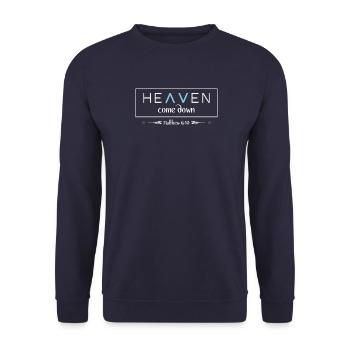 Christian Gift Bible Design Le paradis descend - Sweat-shirt Unisexe - marine - Devant - Alina (178cm) & Michal (187cm)