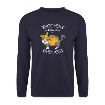Taco Cat Spelled Backwards & Mexikanisches Essen - Unisex Pullover - Navy - Vorne - Alina (178cm) & Michal (187cm)