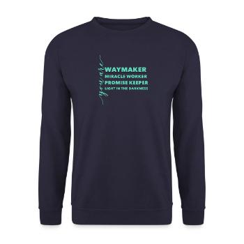 Waymaker & Vêtements chrétiens - Sweat-shirt Unisexe - marine - Devant - Alina (178cm) & Michal (187cm)