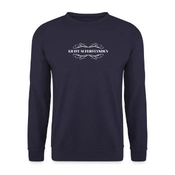 Jesus ist Auferstanden Ostern Geschenk Christlich - Unisex Pullover - Navy - Vorne - Alina (178cm) & Michal (187cm)
