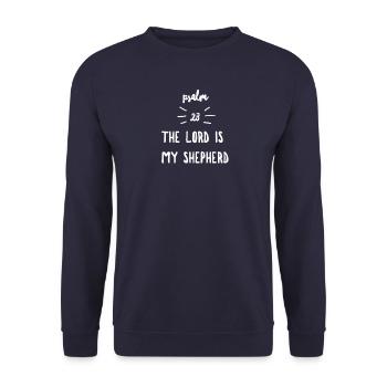 Psalm 23 - The Lord is My Shepherd - Unisex Sweatshirt - navy - Front - Alina (178cm) & Michal (187cm)