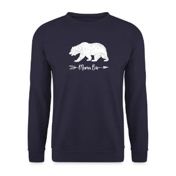 Mama Bär Mutter Muttertag Mama Bär - Unisex Pullover - Navy - Vorne - Alina (178cm) & Michal (187cm)