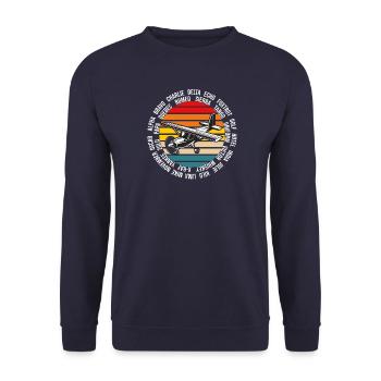 International Pilot's Alphabet Aviation Hobby Pilo - Unisex Pullover - Navy - Vorne - Alina (178cm) & Michal (187cm)