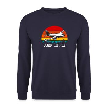 Airplane Pilot - Born to Fly - Flying - Unisex Sweatshirt - navy - Front - Alina (178cm) & Michal (187cm)