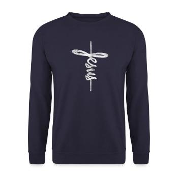Jésus Croix chrétienne Croyants Femmesevangelisc - Sweat-shirt Unisexe - marine - Devant - Alina (178cm) & Michal (187cm)