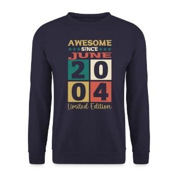 Awesome since June 2004 18th Birthday Men's Fun - Unisex Sweatshirt - navy - Front - Alina (178cm) & Michal (187cm)