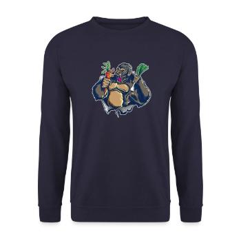 Vegan Muscle Pack Vegan Nutrition Gorilla Gesun - Unisex Sweatshirt - navy - Front - Alina (178cm) & Michal (187cm)