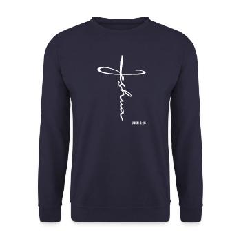 Jeshua Yeshua Jésus Croix Dieu Foi Chrétienne - Sweat-shirt Unisexe - marine - Devant - Alina (178cm) & Michal (187cm)