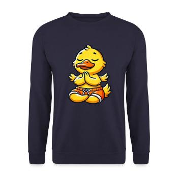Duck Meditation Inner Peace Yoga Relax - Unisex Sweatshirt - navy - Front - Alina (178cm) & Michal (187cm)