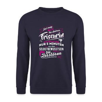 Friseurin Frisörin Haare - Unisex Pullover - Navy - Vorne - Alina (178cm) & Michal (187cm)