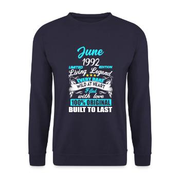 Juni 1992 - 30. Geburtstag Geschenk. Awesome. - Unisex Pullover - Navy - Vorne - Alina (178cm) & Michal (187cm)