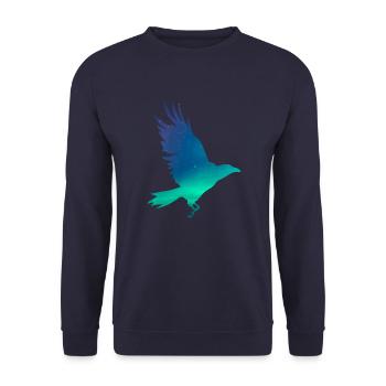 Crow in northern lights - Unisex Sweatshirt - navy - Front - Alina (178cm) & Michal (187cm)