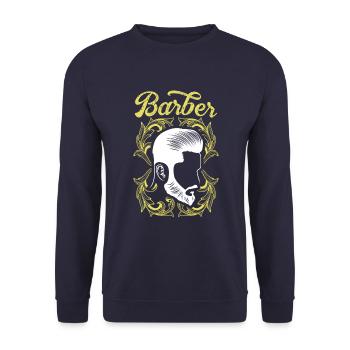 Barber Style Friseur - Unisex Pullover - Navy - Vorne - Alina (178cm) & Michal (187cm)