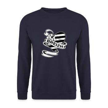 breizh bretagne heart - Unisex Sweatshirt - navy - Front - Alina (178cm) & Michal (187cm)