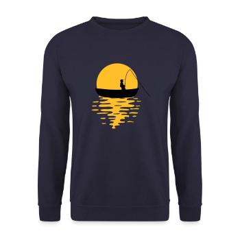 boat sun evening angler sport silhouette clipart h - Unisex Sweatshirt - navy - Front - Alina (178cm) & Michal (187cm)