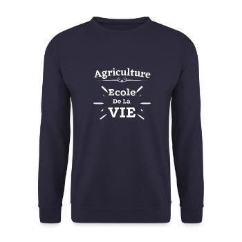 ecole de la vie agriculture, citation cool - Sweat-shirt Unisexe - marine - Devant - Alina (178cm) & Michal (187cm)