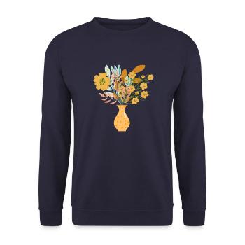 Artful Flower Vase - Unisex Sweatshirt - navy - Front - Alina (178cm) & Michal (187cm)