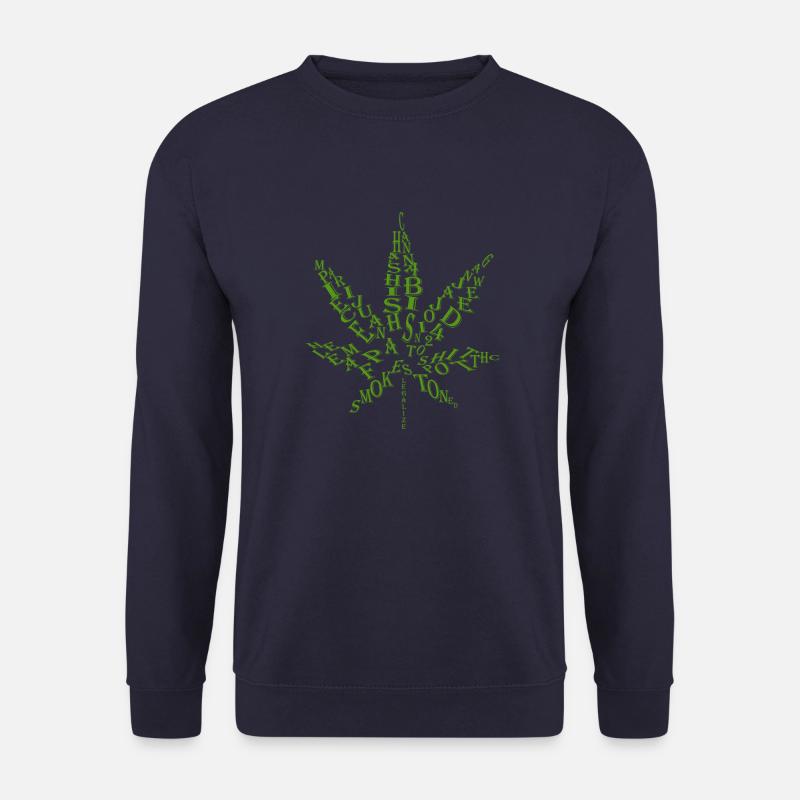 Buchstaben/ Wörter Hanfblatt - Unisex Pullover - Navy
