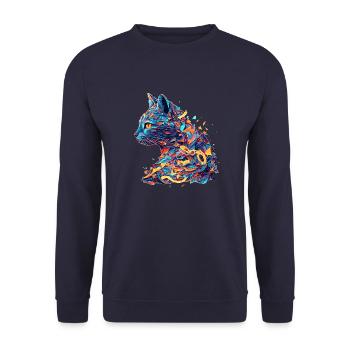Vector domestic cat for kitten and cat friends - Unisex Sweatshirt - navy - Front - Alina (178cm) & Michal (187cm)