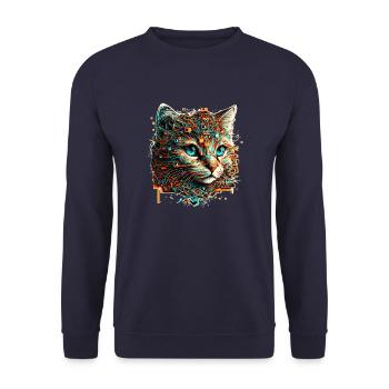 Baby Kitten Cat Face in Vector Optics - Unisex Sweatshirt - navy - Front - Alina (178cm) & Michal (187cm)