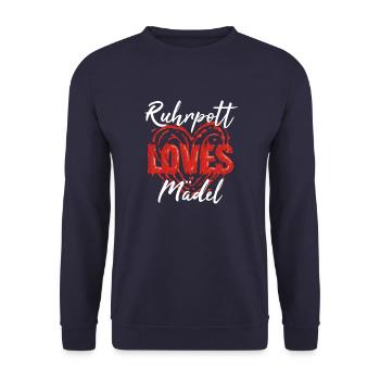 Ruhrpott Mädel Loves - Unisex Pullover - Navy - Vorne - Alina (178cm) & Michal (187cm)