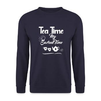 Tea Time Design for Black T-chirts - Unisex Sweatshirt - navy - Front - Alina (178cm) & Michal (187cm)