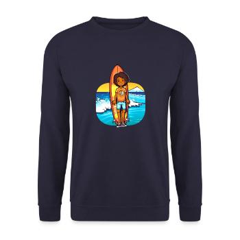 Surfing kids afroamerican - Unisex Sweatshirt - navy - Front - Alina (178cm) & Michal (187cm)