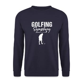 Golfer Golfing Vintage Golf Masters Golfspieler - Unisex Pullover - Navy - Vorne - Alina (178cm) & Michal (187cm)
