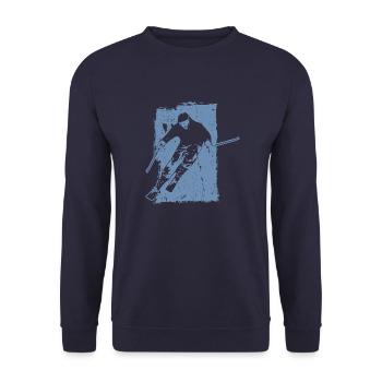 Skiabenteuer im Grunge-Stil: Winterzauber in den - Unisex Pullover - Navy - Vorne - Alina (178cm) & Michal (187cm)