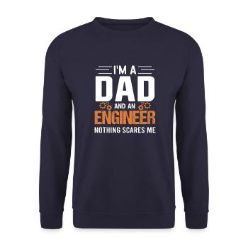 Mechanical Engineer - Maschinenbauingenieur Vintag - Unisex Pullover - Navy - Vorne - Alina (178cm) & Michal (187cm)