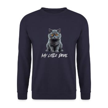 Süße Graue Katze my little Devil - Unisex Pullover - Navy - Vorne - Alina (178cm) & Michal (187cm)