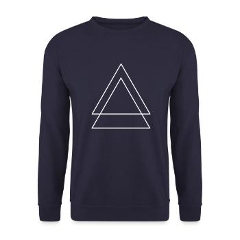 Doppeltes Dreieck - Unisex Pullover - Navy - Vorne - Alina (178cm) & Michal (187cm)