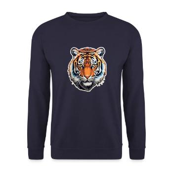 Tigerkopf - Unisex Pullover - Navy - Vorne - Alina (178cm) & Michal (187cm)