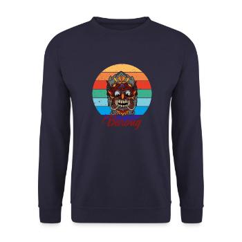 Barong Balinesische Mythologie Indonesien - Unisex Pullover - Navy - Vorne - Alina (178cm) & Michal (187cm)