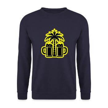 Bier Palmen Strand - Unisex Pullover - Navy - Vorne - Alina (178cm) & Michal (187cm)