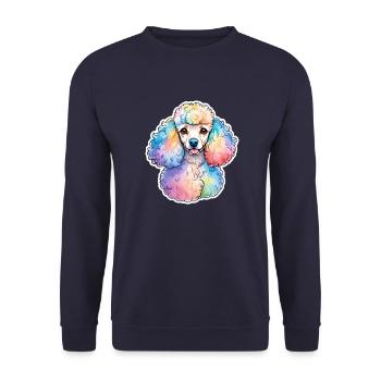Pudel Wasserfarben - Unisex Pullover - Navy - Vorne - Alina (178cm) & Michal (187cm)