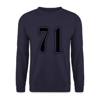 71 Zahl Symbol - Unisex Pullover - Navy - Vorne - Alina (178cm) & Michal (187cm)