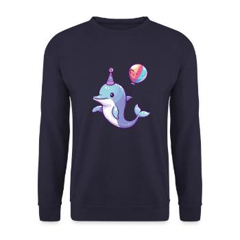 Dolphin Birthday Comic - Unisex Sweatshirt - navy - Front - Alina (178cm) & Michal (187cm)