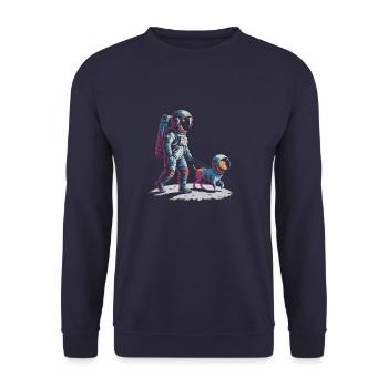 Astronaute qui promène son chien - Sweat-shirt Unisexe - marine - Devant - Alina (178cm) & Michal (187cm)