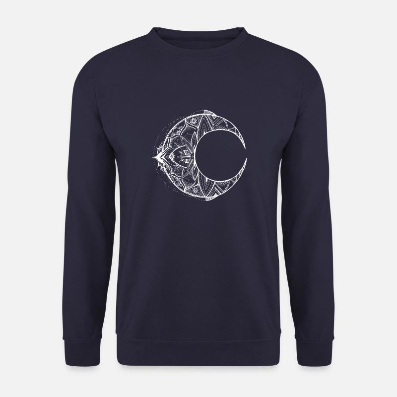 Crescent mandala in white - Unisex Sweatshirt - navy