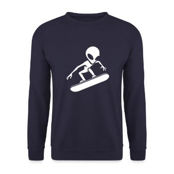 Design minimaliste : Alien Snowboarder - Sweat-shirt Unisexe - marine - Devant - Alina (178cm) & Michal (187cm)